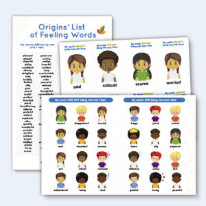 Feelings Chart & Cards + Origins’ List of Feelings Words